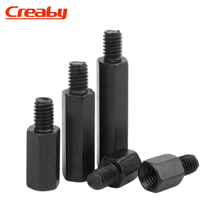 铁黑单头六角螺柱M3铁柱隔离柱机箱连接柱支撑柱单通六角螺丝柱M4