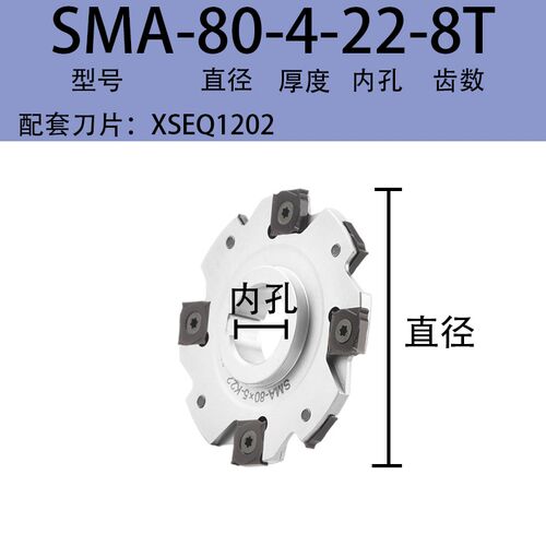 株洲SMP01数控三面刃铣刀盘T型槽PT02可转位刀盘切槽刀XSEQ12刀片