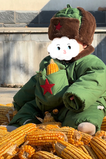 宝宝小红军可爱迷你分体棉衣周岁军大衣爬服婴儿衣服冬装加绒军装