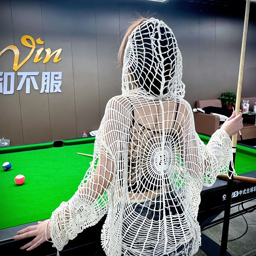 y2k千禧风上衣女欧美式辣妹小众性感破洞镂空设计感连帽针织外套