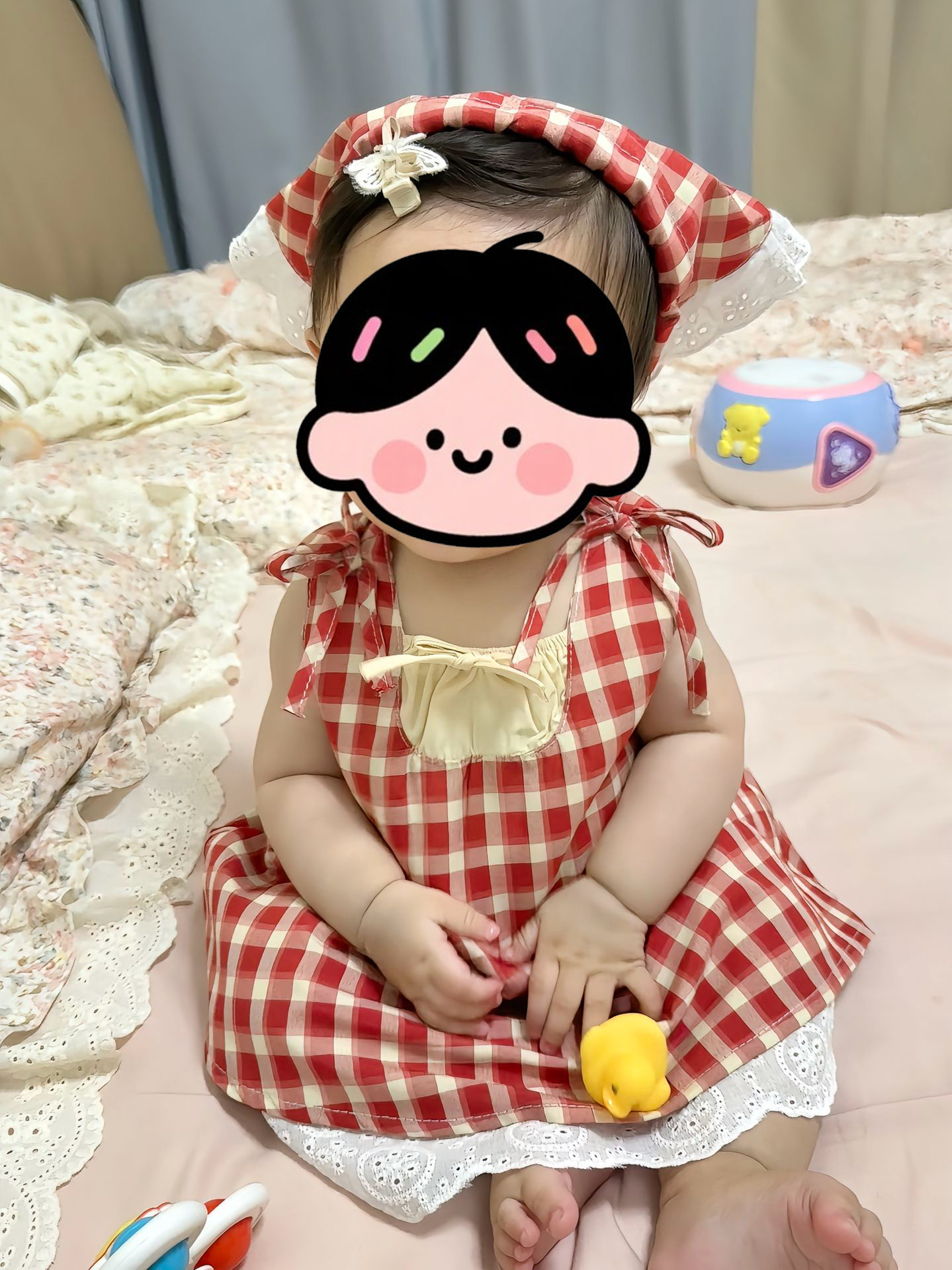 红色连衣裙中大童夏季吊带裙女童格子背心裙2026夏装新款可爱