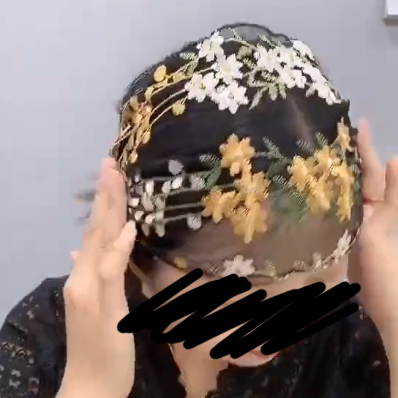 遮白发中老年网纱发饰宽边蕾丝压头套发箍发卡头饰刺绣头巾发带女