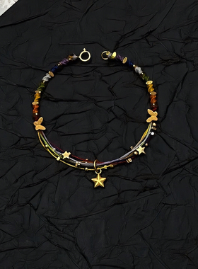 彩虹小星星幸运满天星手工编绳手链多巴胺少女心五彩闺蜜手绳