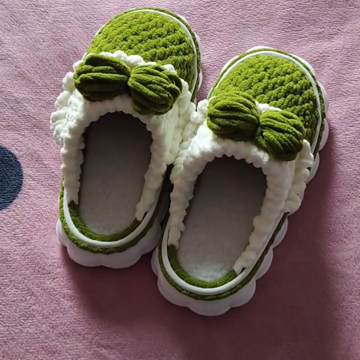 棉拖紫色云朵奶油泡芙拖鞋diy材料包手工编织防滑秋冬钩针新款