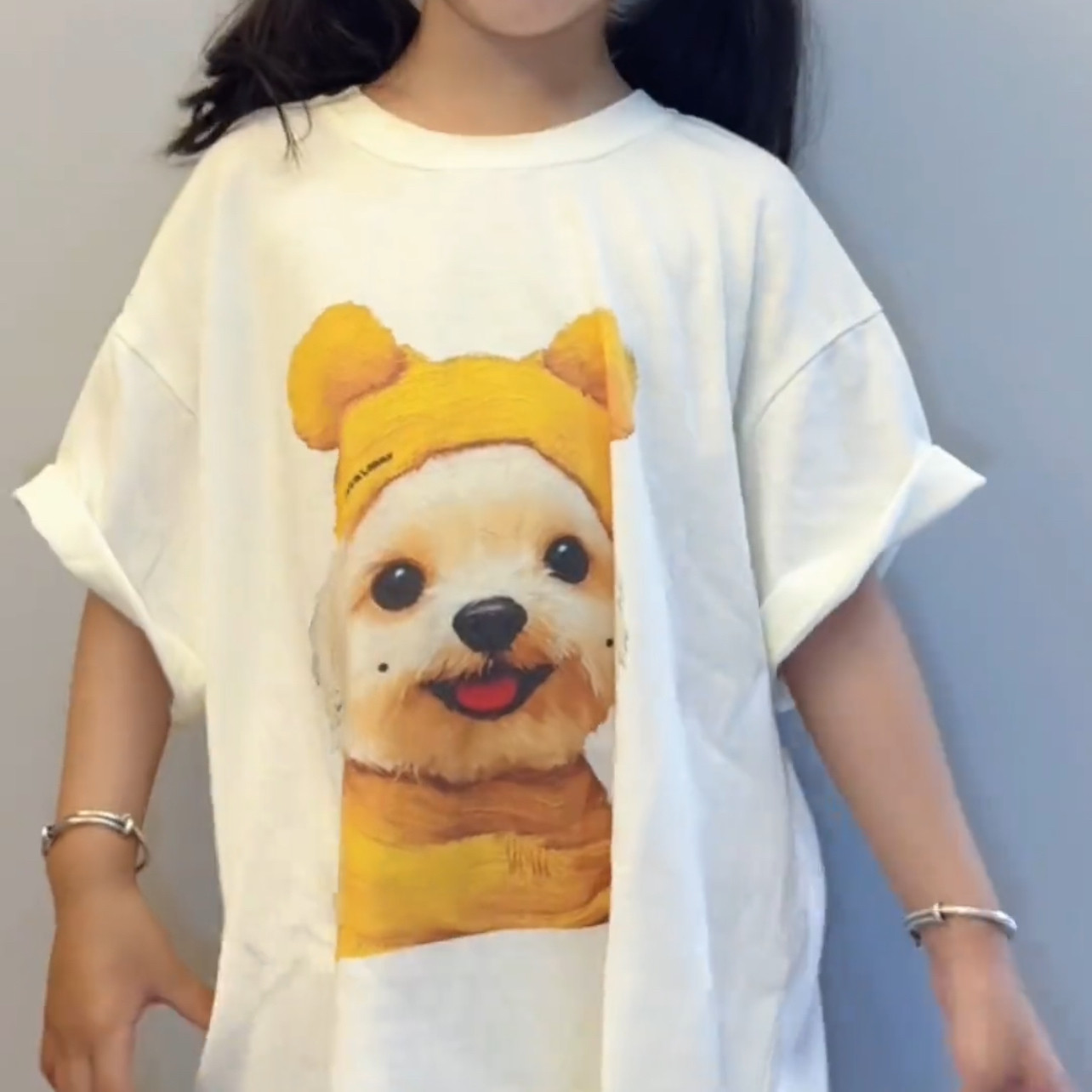 可爱小狗图案时尚潮流休闲短袖T恤儿童夏季新品卡通半袖上衣