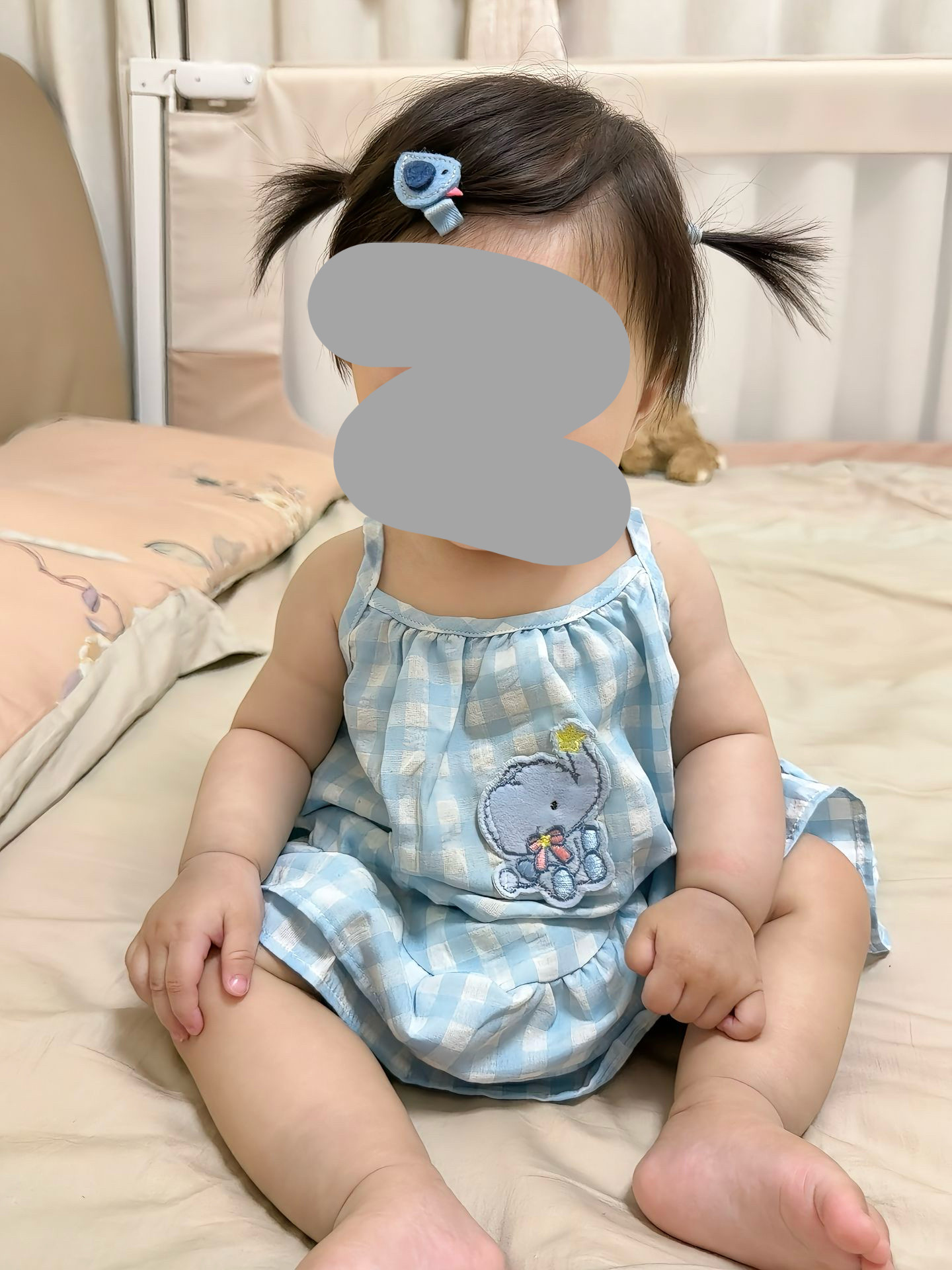 大象2026新款背心女童夏季格子甜美蝴蝶结吊带韩版连衣裙可爱
