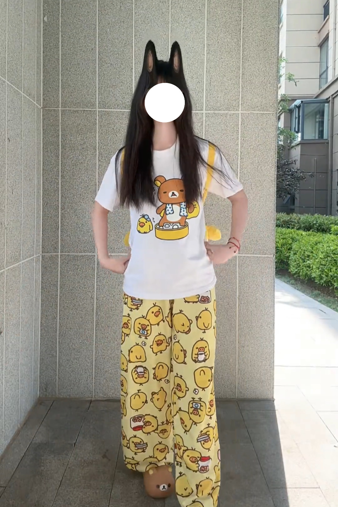 可爱轻卡通小熊小鸡睡衣套装女夏天新款二次元宽松2026家居裤