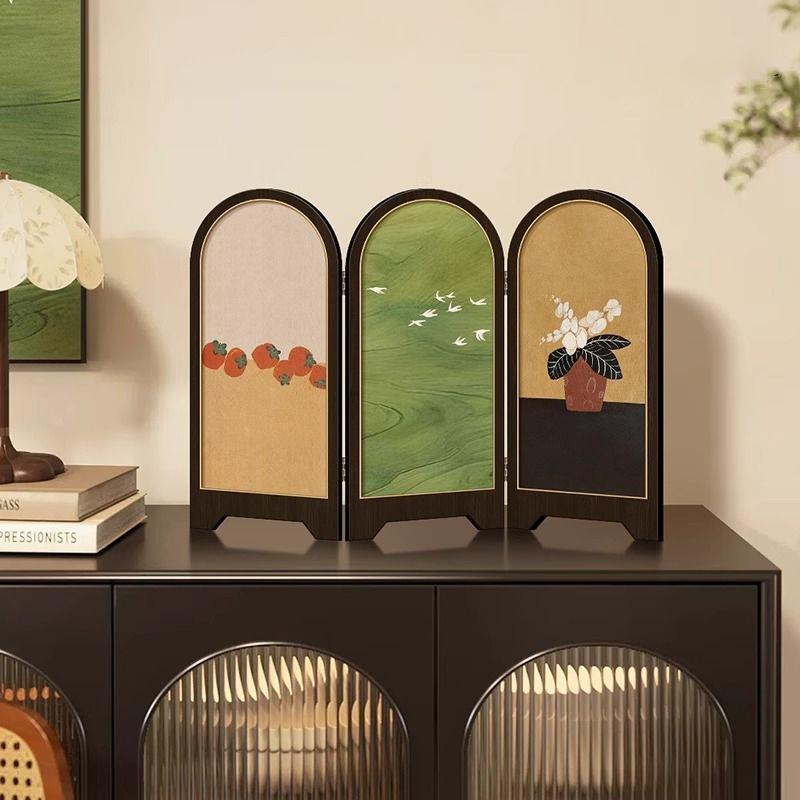 中古风客厅桌面摆件屏风装饰柿柿如意覆古客厅电视柜玄关置物架