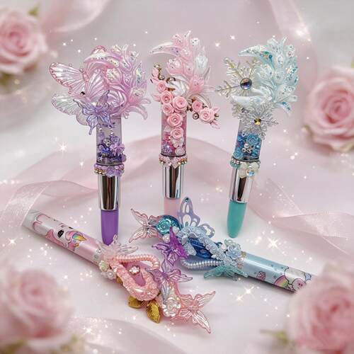 月亮繁花蝴蝶魔法杖流沙水性笔小学生墨囊钢笔女孩永恒铅笔礼盒包