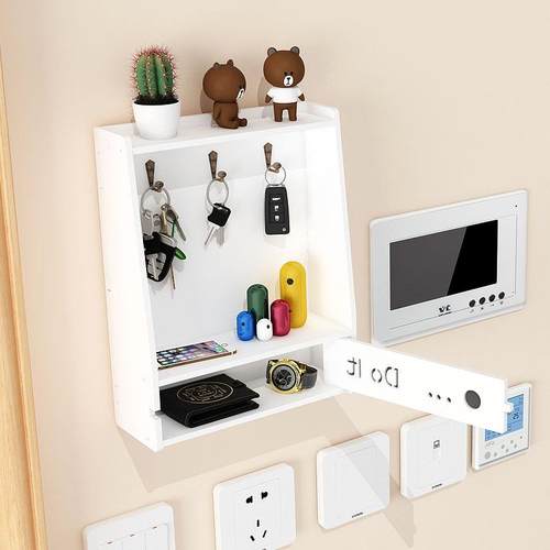 进门钥匙收纳层架 玄关桌面置物架 墙上免打孔收纳盒客厅创意摆件