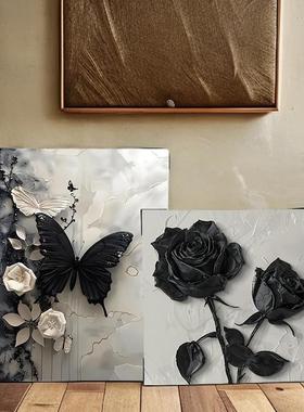 现代轻奢高级感复古黑白INS风装饰画客厅电视柜斗柜床头摆件画