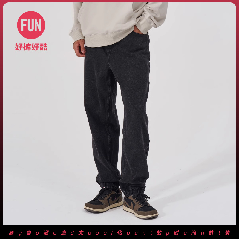 Fun长裤秋冬潮酷复古牛仔裤