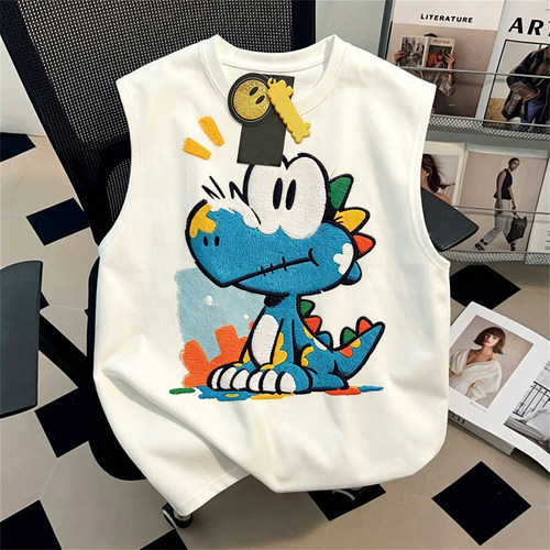海外撤回~清仓捡漏特价国潮百搭趣味卡通插画夏季男女无袖背心T恤