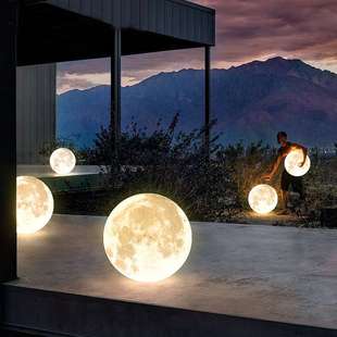 led户外圆球吊灯防水花园别墅凉亭景观月球挂灯灯球太阳能充电
