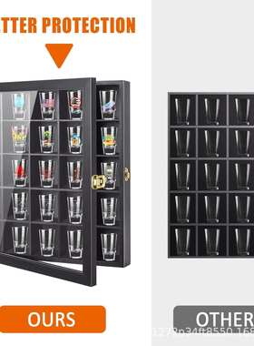 木制烈酒杯展示盒壁挂式烈酒杯收纳盒黑色木制烈酒杯存储盒