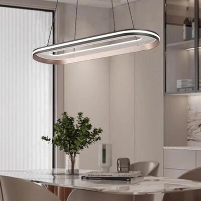 意式轻奢吊灯 椭圆形跑道圆圈餐厅灯 护眼高级感餐桌吧台吊灯