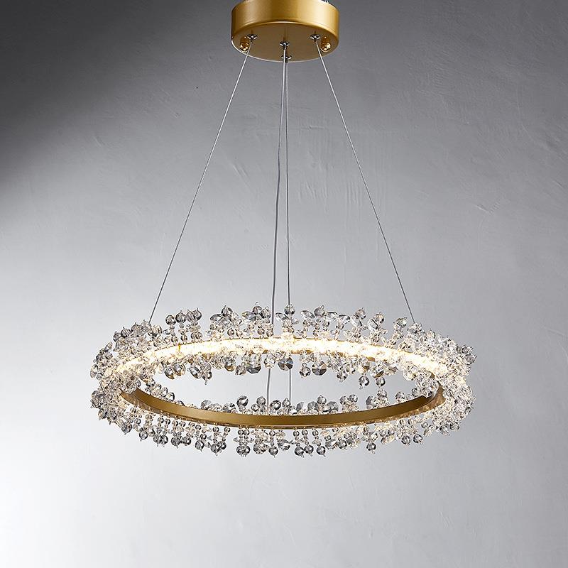 新澳森直销 北欧轻奢圆环形家居客餐厅吊灯萤火虫水晶装饰别墅灯