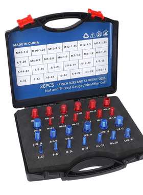 26pcs螺纹检查器，螺母和螺栓螺纹检查器，螺栓尺寸和螺纹量表