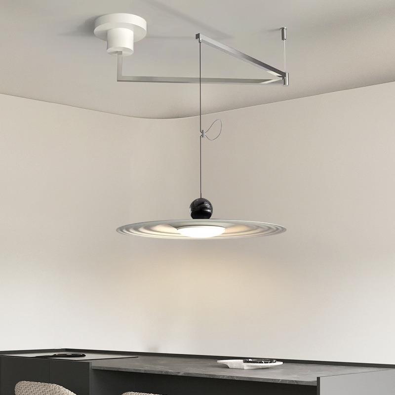 摇臂餐厅吊灯北欧现代吧台灯具波浪设计感意式极简可移动飞碟吊灯