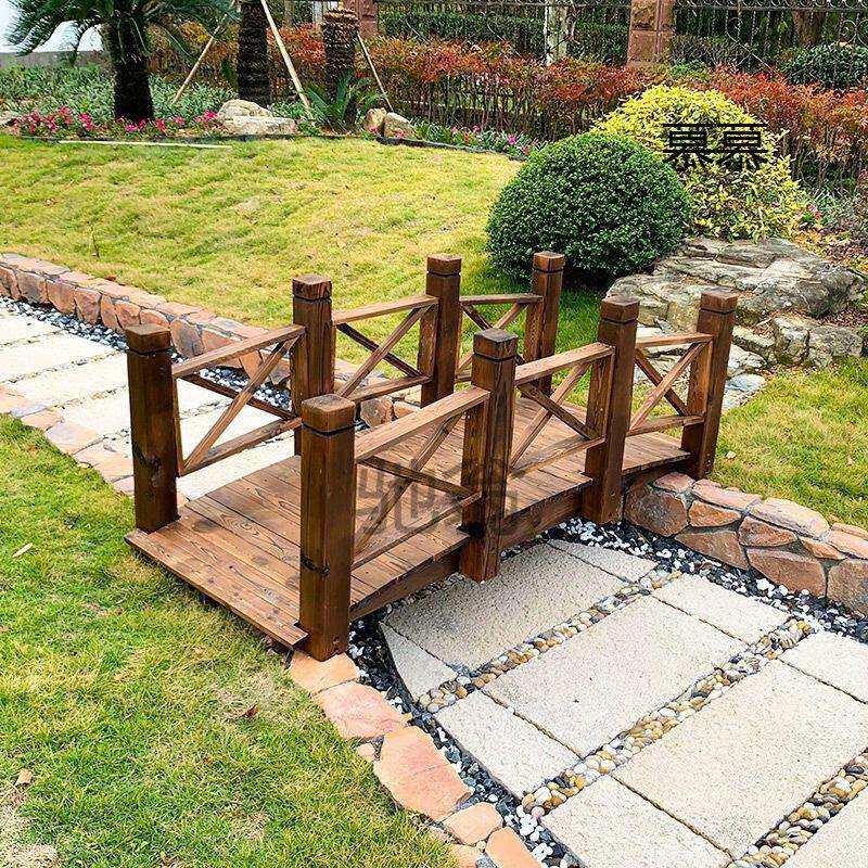 庭院景观小木桥防腐木拱桥水上木桥造景桥板搭桥过河户外花园水池