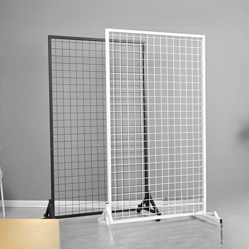 铁艺网格网架落地移动货架立式幼儿园作品展示架铁丝网收纳置物zb