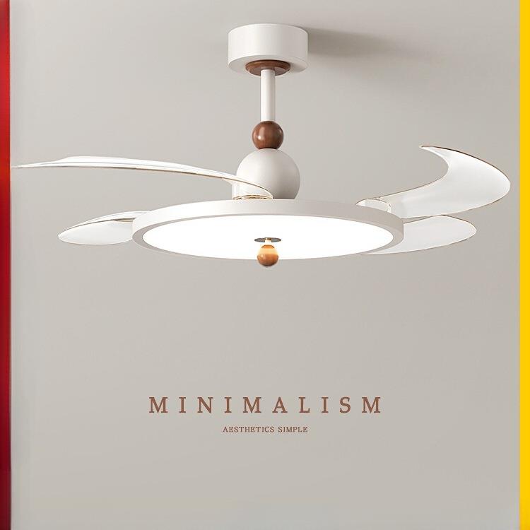极简风扇灯2025新款高级感中古奶油风静音隐形卧室餐厅书房吊扇灯