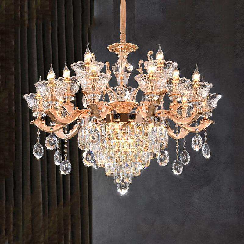 欧式水晶吊灯客厅灯具奢华大气水晶别墅大厅灯卧室饭餐厅灯饰成套