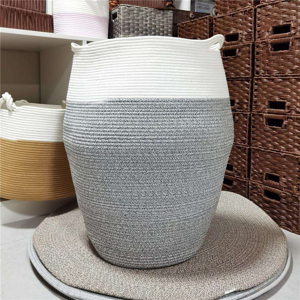 大号跨境款棉绳收纳脏衣篮可折叠编织储物筐储物筐亚马逊工厂货源