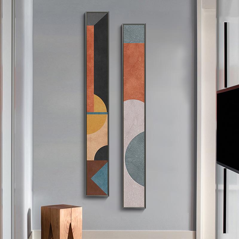 抽象极窄边玄关楼梯装饰画竖版走廊过道壁画细长条卧室大幅挂画