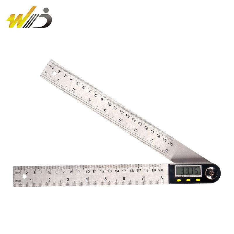 韦度 不锈钢 数显角度尺 万用角尺 电子量角仪 木工角尺 量角器