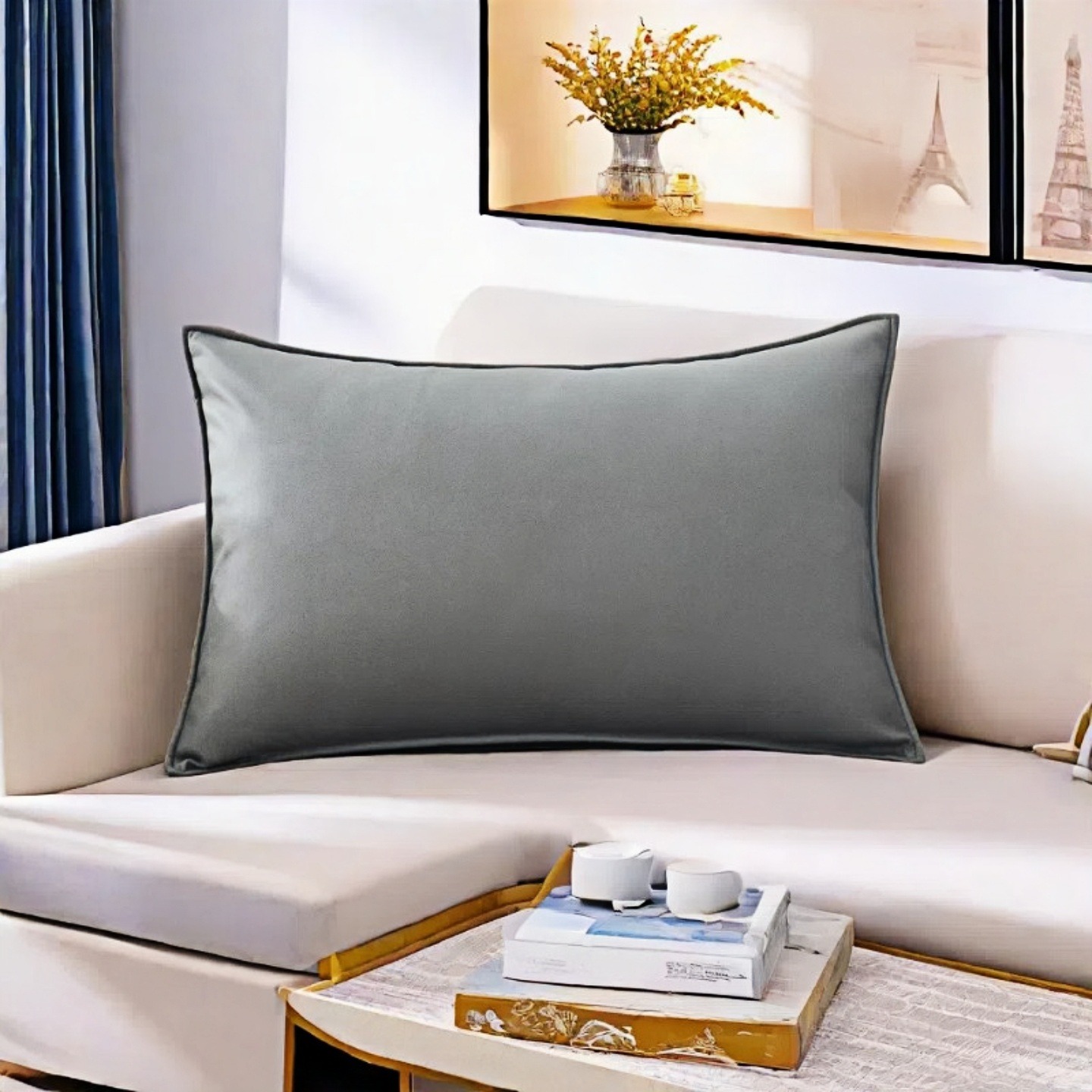 科技布抱枕客厅沙发轻奢抱枕套不含芯橙色靠垫皮靠枕纯色靠背垫