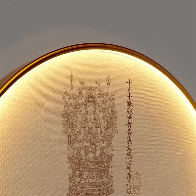 中式入户玄关带灯发光装饰画走廊过道壁画长恋大悲咒心经佛经挂画