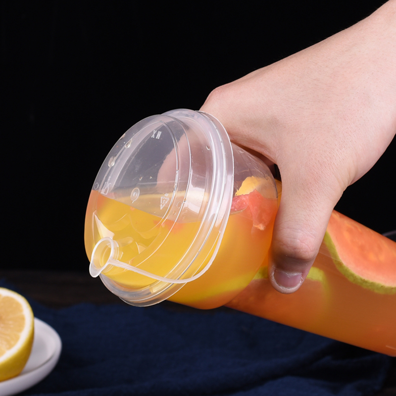 90口径奶茶杯盖喜茶注塑杯盖子爱心外卖防漏盖透明杯盖塑料加厚款