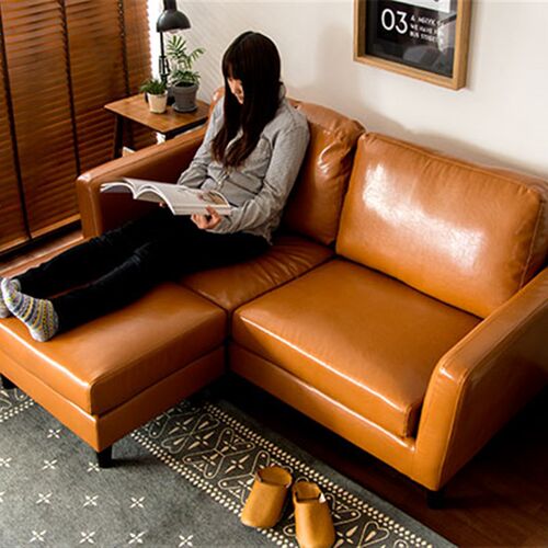 日式小户型个性弧形单人双人组合客厅店铺咖啡厅书房卧室皮艺沙发