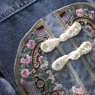 女童洋气牛仔外套春秋2024新款中大童薄款夹克中国风宝宝宽松上衣