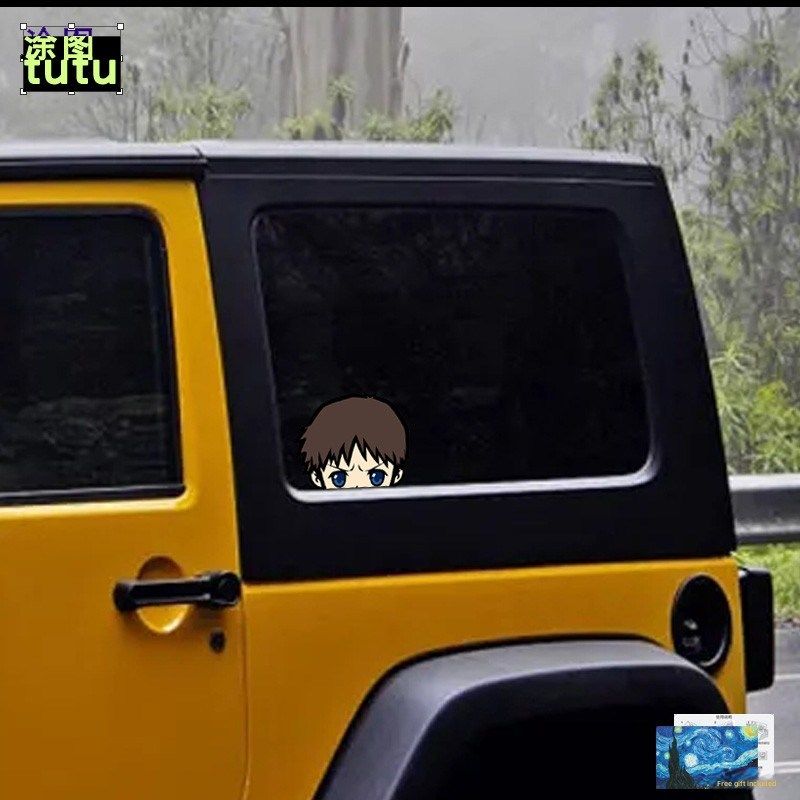 二维动画Eva Asuka绫波玲反光汽车贴纸窗户电动汽车摩托车防水贴