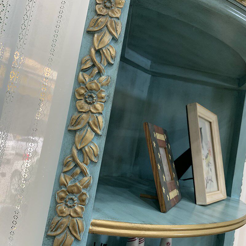 美式角柜实木彩绘欧式转角置物架墙角柜子玄关拐角置物书架客厅