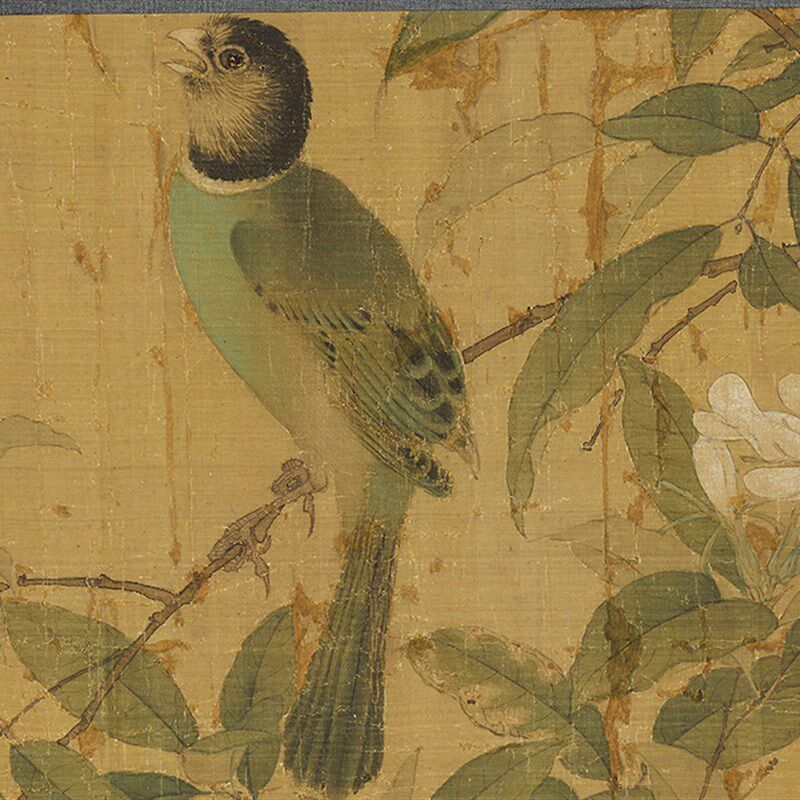 赵佶 写生翎毛图 国画工笔花鸟话横幅长卷彩色临摹底稿装饰画挂画