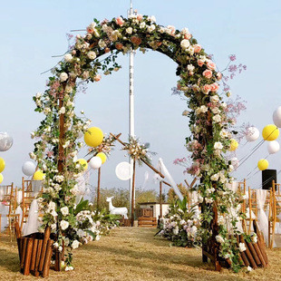 户外庭院拱门爬藤花架防腐木花架装饰门花园栅栏围栏门网格半圆门