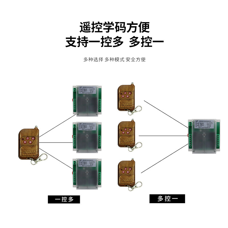 直流四路无线接收控制器12V24V48V多功能遥控开关大功率30A远距离