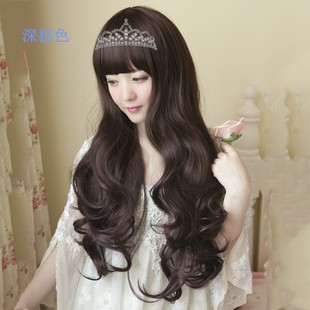 假发女长卷发大波浪齐斜刘海自然逼真蓬松梨花修脸全头套假发