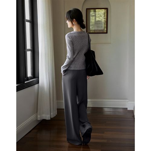 XWI欣未知性优雅针织开衫套装女秋季一整套入秋穿搭直筒裤两件套