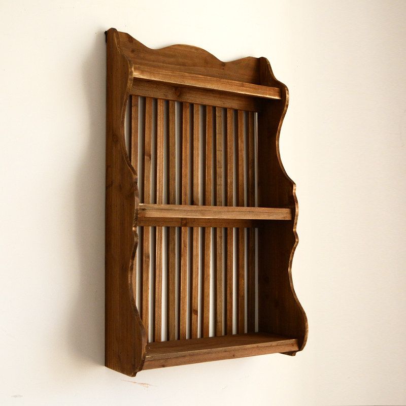 搁板厨房瓶子收纳架餐厅材料杂物杯子碗筷置物架墙上壁挂实木吊柜