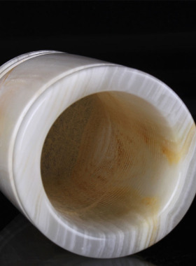 巴基斯坦天然玉石笔筒玉雕摆件办公室居家摆设玉石笔筒玉器小花瓶