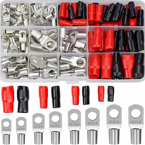 120pcs窥口铜管端子SC接线端子60PCS+60PCS软护套组合