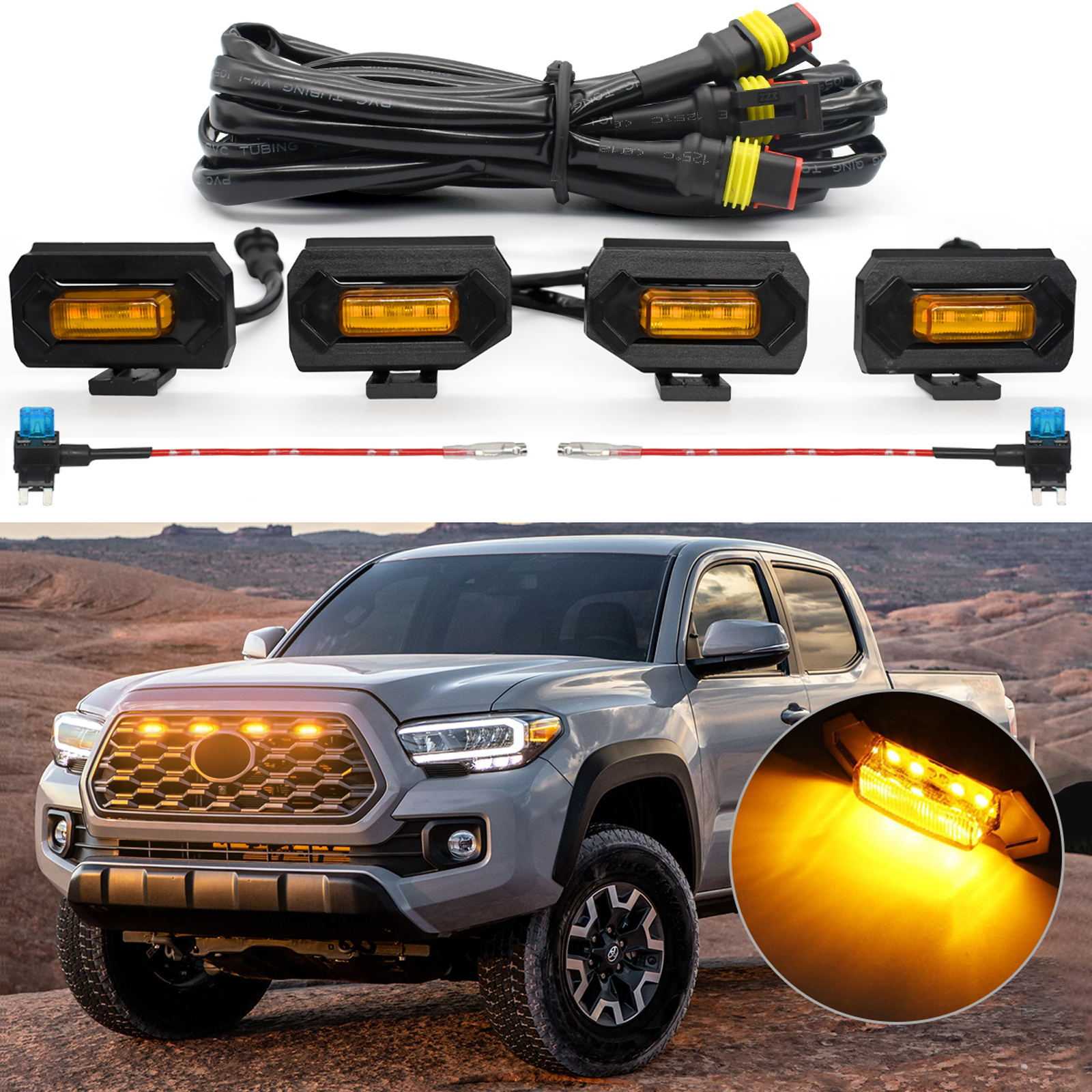 2020-21新款tacoma中网灯 TACOMA TRD运动版越野版中网格栅小黄灯图片