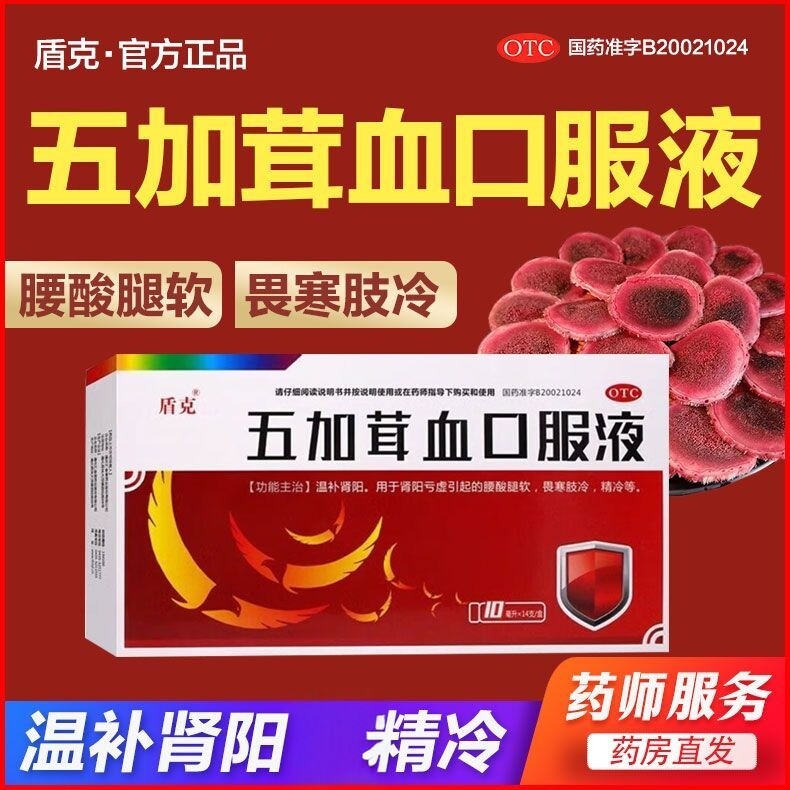【盾克】五加茸血口服液10ml*14支/盒温补肾阳腰膝酸软安神补脑补肾补气补血