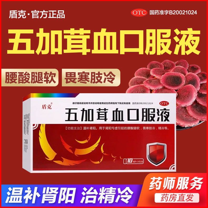 【盾克】五加茸血口服液10ml*14支/盒温补肾阳腰膝酸软安神补脑补肾补气补血