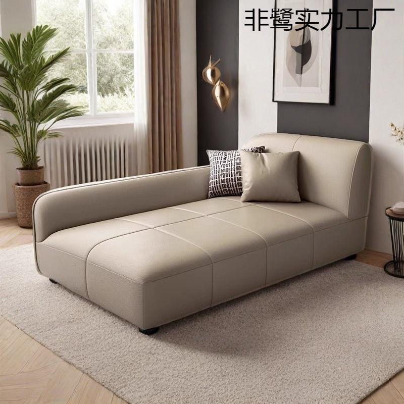 轻奢极简防水耐磨猫抓皮贵妃沙发客厅卧室整装实木单人贵妃躺椅