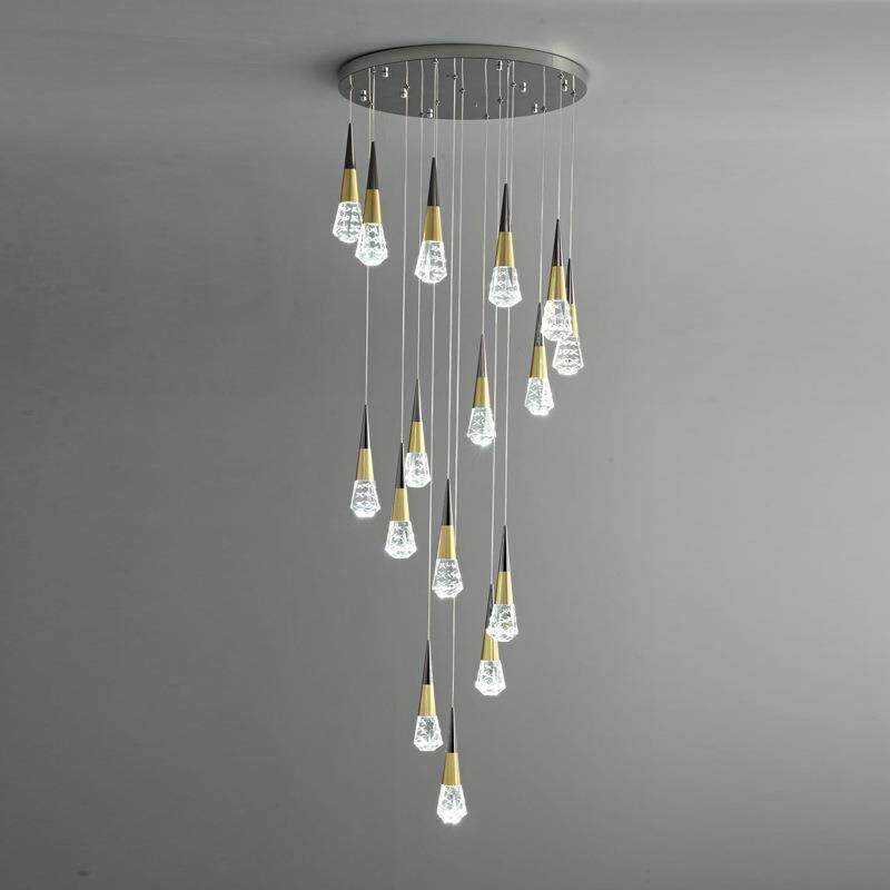 简约创意过道楼梯灯酒店大堂水晶灯水滴个性LED吊灯装饰别墅灯具